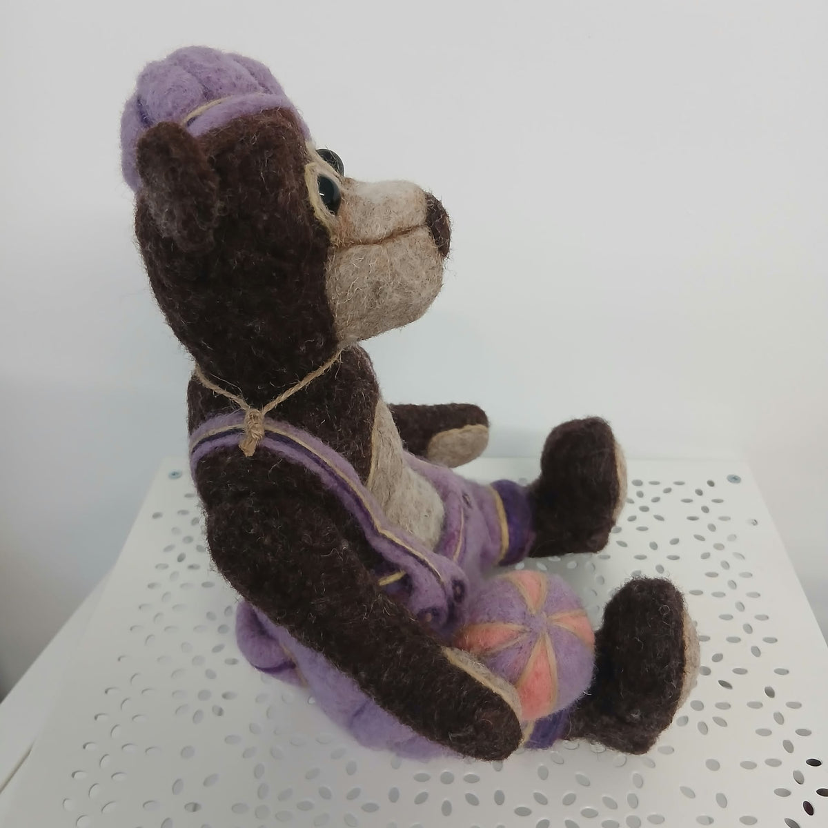Brown Bear With Purple Hat - Needle Felt - Have You Any Wool