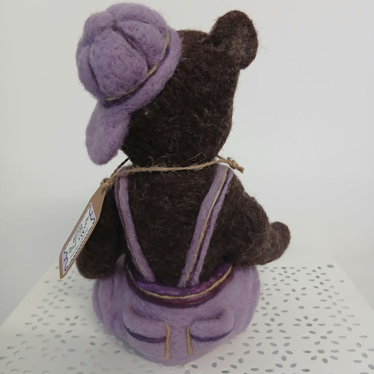 Brown Bear With Purple Hat - Needle Felt - Have You Any Wool