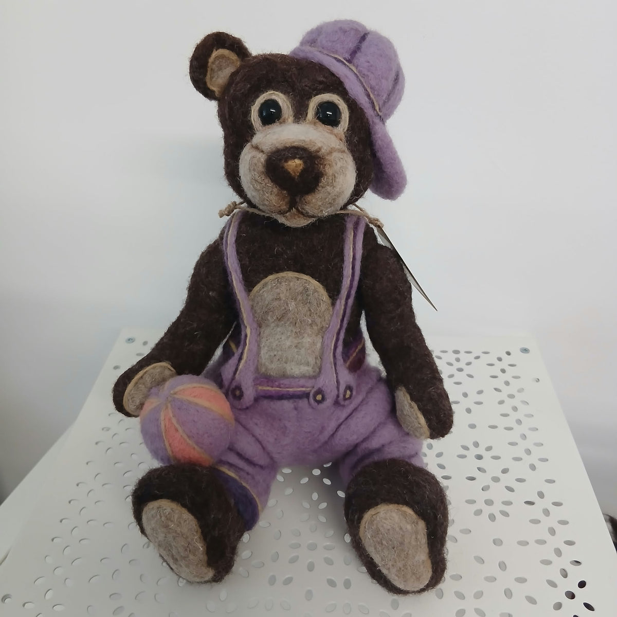 Brown Bear With Purple Hat - Needle Felt - Have You Any Wool