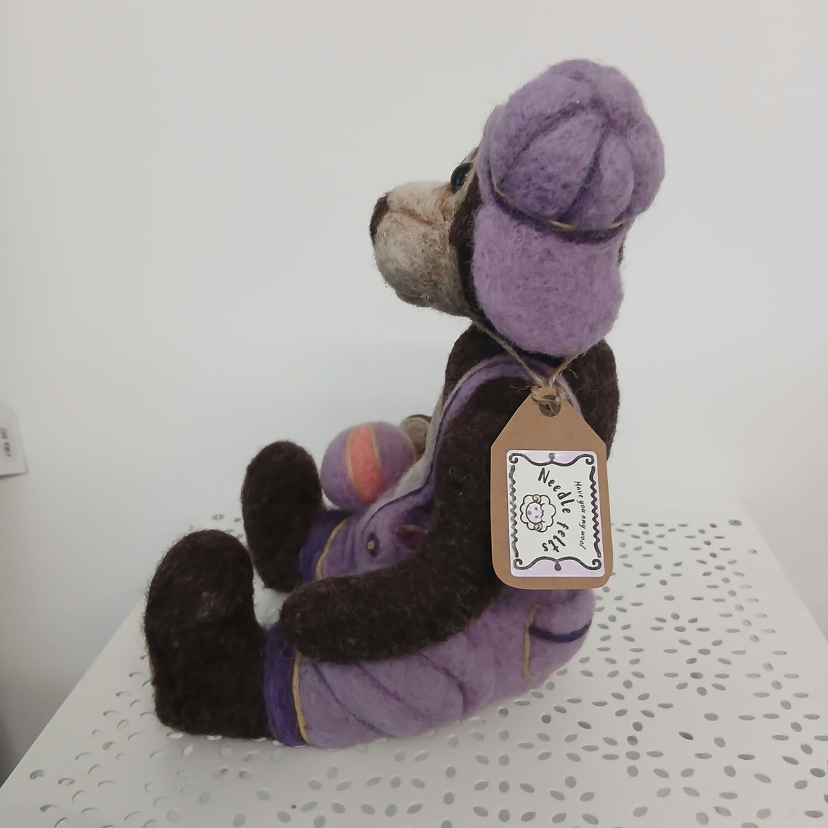Brown Bear With Purple Hat - Needle Felt - Have You Any Wool
