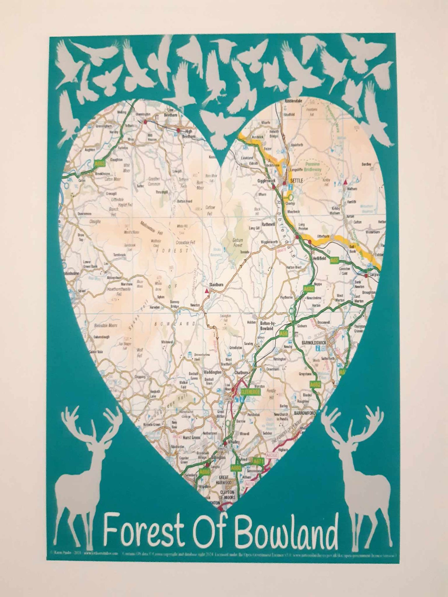 The Heart Of Bowland OS Map Wall Art Print