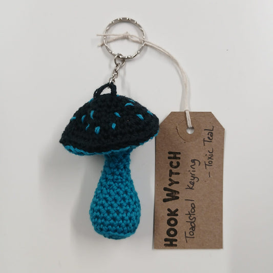 Toadstool Keyring - Toxic Teal - HookWytch