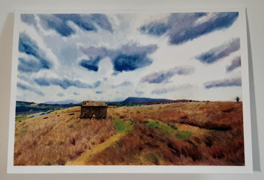 A View To Pendle Hill Lancashire Landscape 5 x 7 Inch Greeting Card